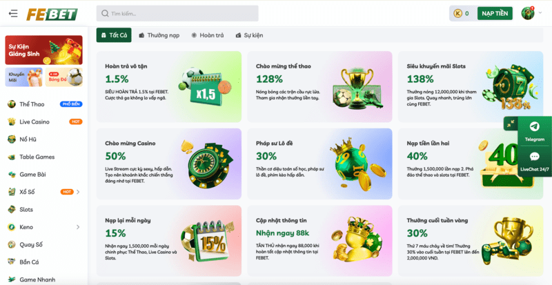 Các chương trình khuyến mãi của nhà cái FEBET